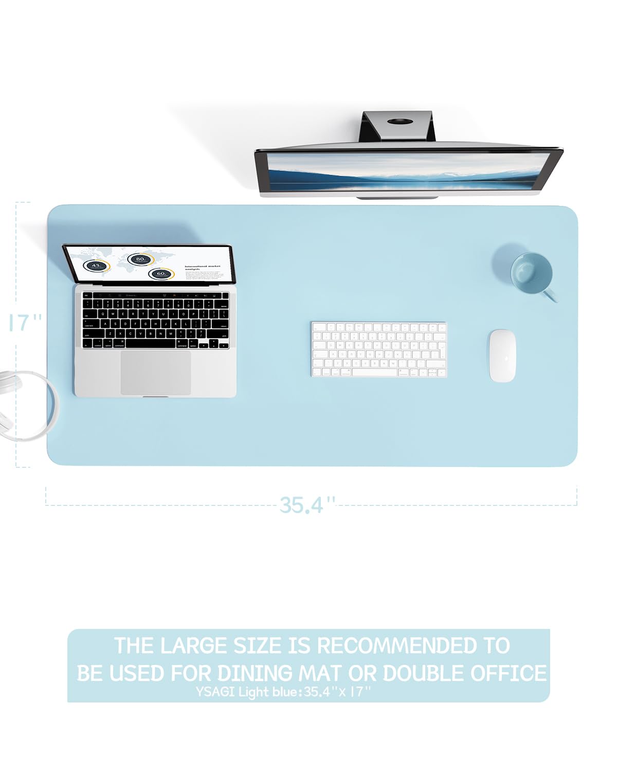 YSAGi Non-Slip Leather Desk Pad L Size, Waterproof Laptop Computer Desk Keyboard Mat, Table