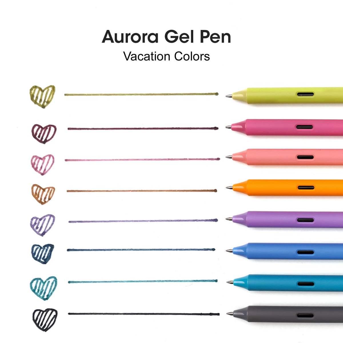 WRITECH Gel Pens Fine Point: Retractable Pen 8ct Vintage Ink Colors 0.5mm Multi Colored for Smooth