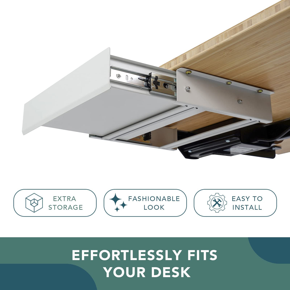 FLEXISPOT Under Desk Drawer, Steel Drawer for Desk Slide-out, Under table Mounted Drawer, Standing