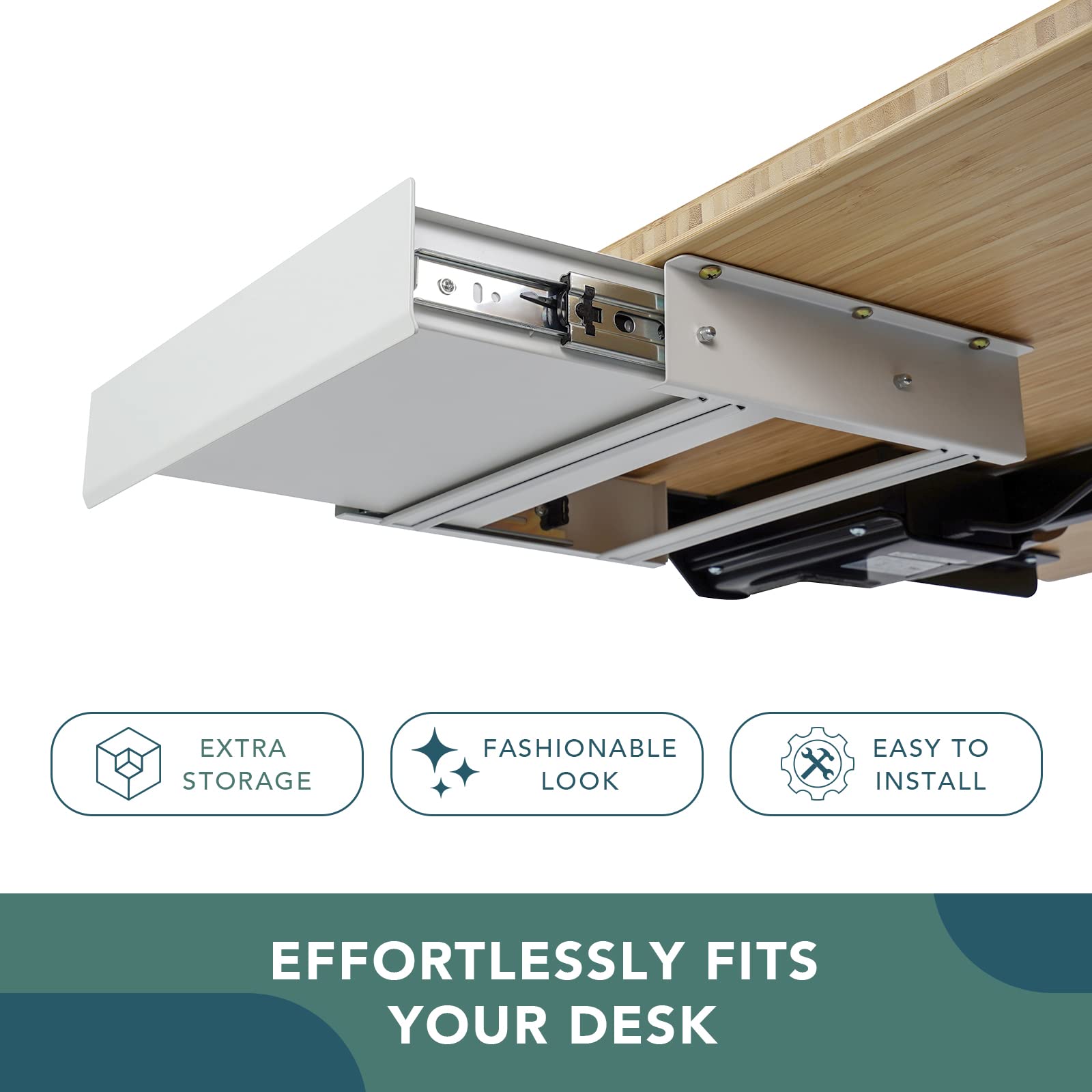 FLEXISPOT Under Desk Drawer, Steel Drawer for Desk Slide-out, Under table Mounted Drawer, Standing