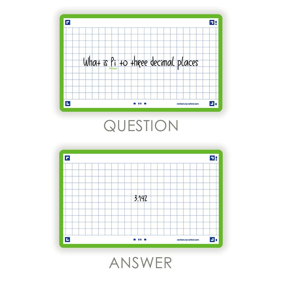 Flash Cards by Oxford, Squared with Green Frame, Pack of 80 Cards, 7.5x12.5cm Size 400133872