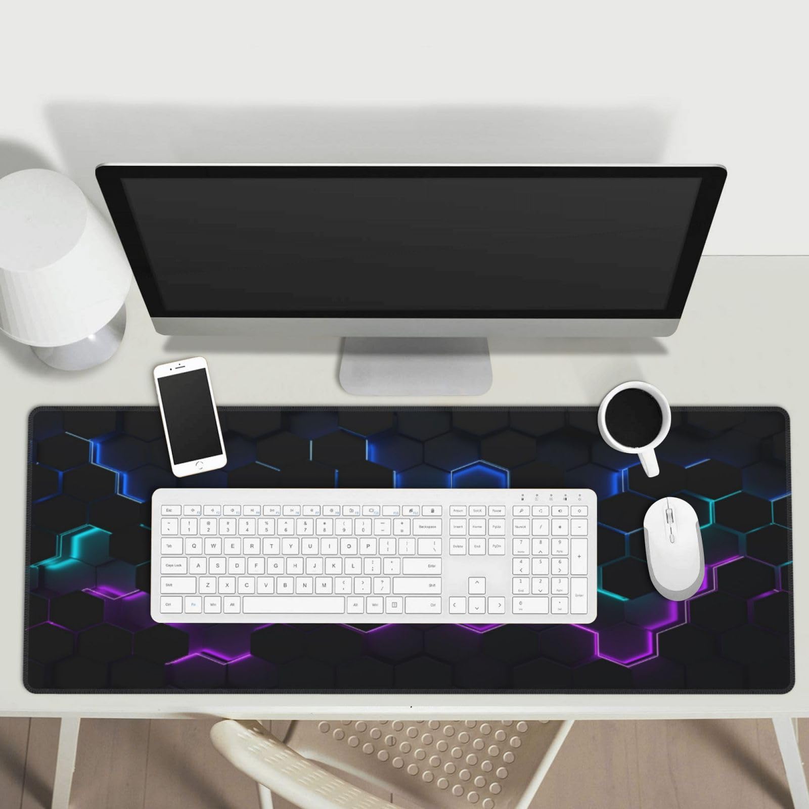 Beehive Honeycomb Funny Cool Black Large Gaming Mouse Pad, Extended Big Keyboard Mouse Mat, Long