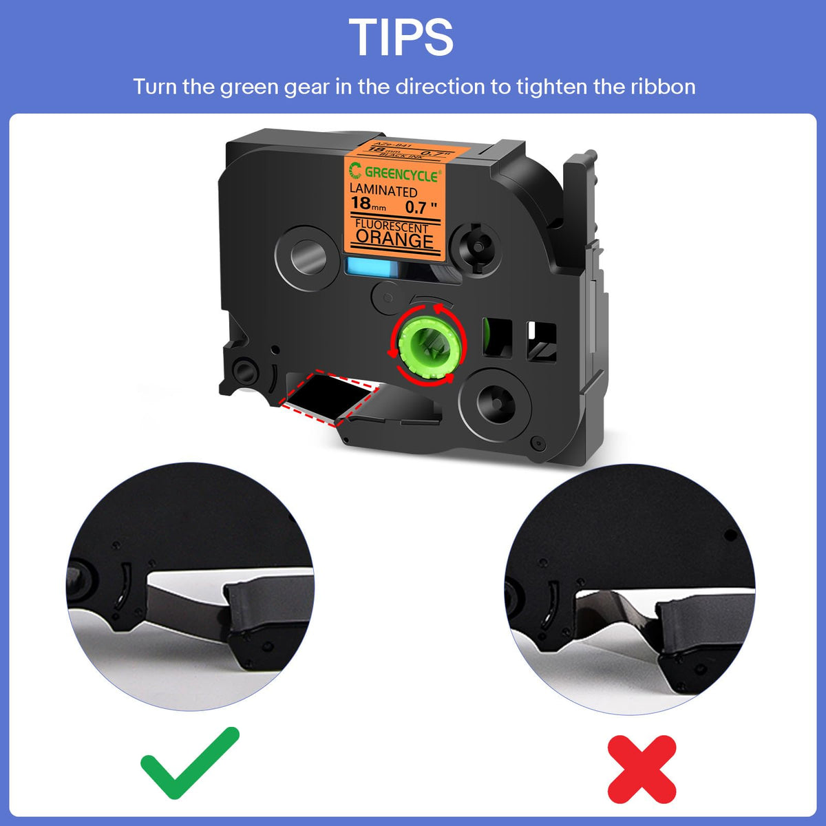 GREENCYCLE Compatible for Brother P-Touch Label Tape TZe-B41 18mm 0.7" Laminated Fluorescent Orange
