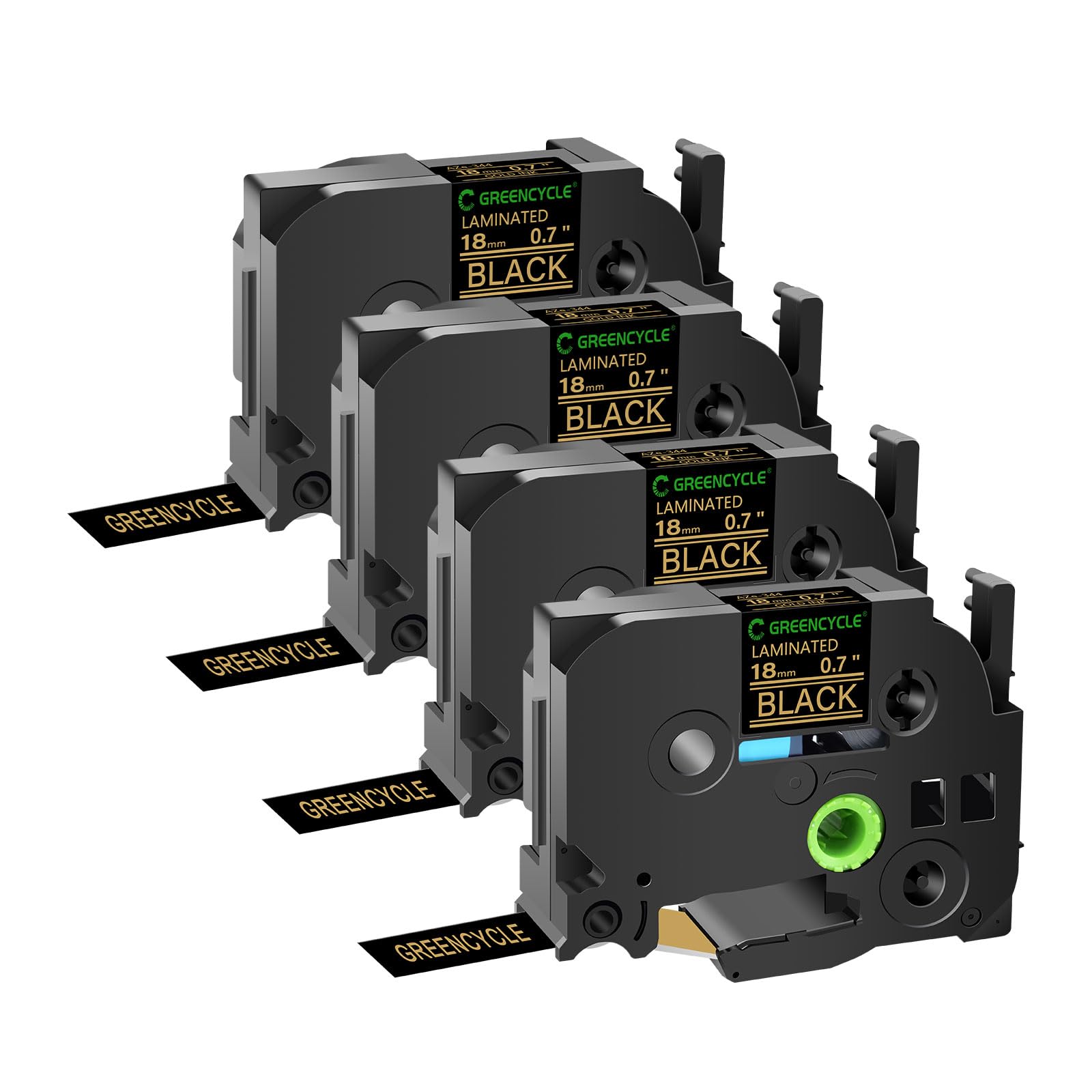 GREENCYCLE 4 Pack Compatible for Brother Ptouch Label Maker Tape TZe TZ Tape TZe-344 TZ-344 18mm