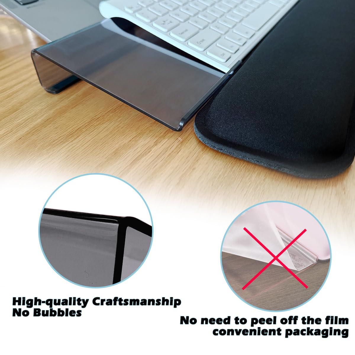 Computer Keyboard Wrist Rest Stand Set for Desktop, Keyboard Holder Easy Typing with Wrist Pad for