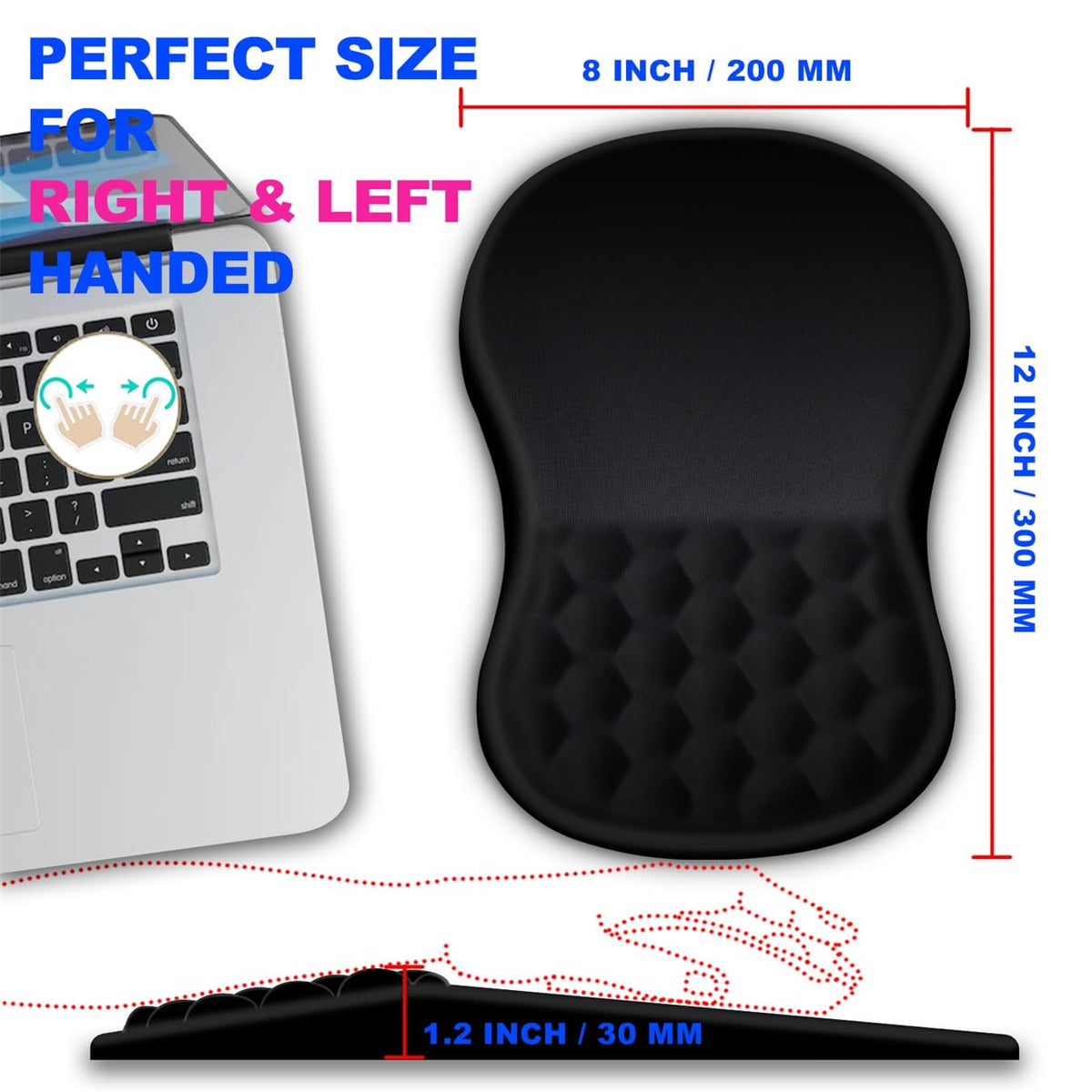 KUOSGM Mouse Pad Wrist Support, Ergonomic Mouse Pad with Massage Dot, Comfortable Computer Mouse