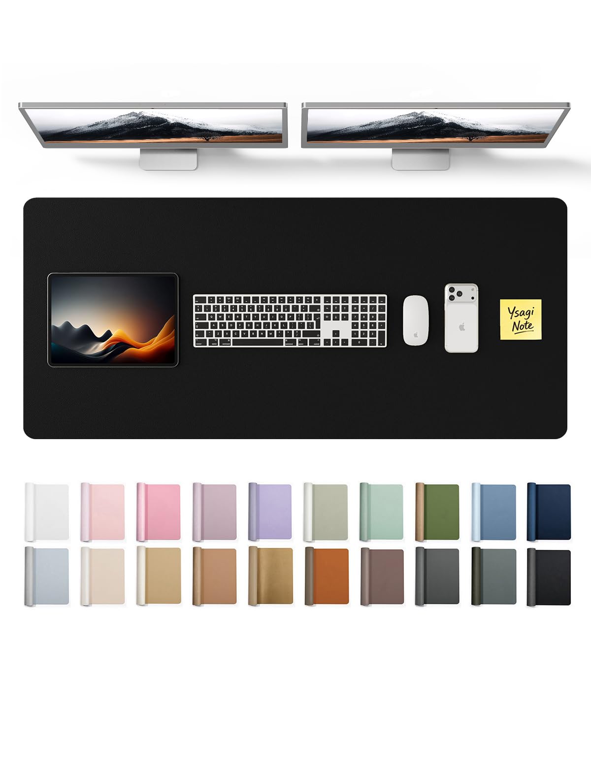 YSAGi Leather Desk Protector, Office Mat, Large Mouse Mat, Non-Slip PU Leather Blotter, Laptop Pad