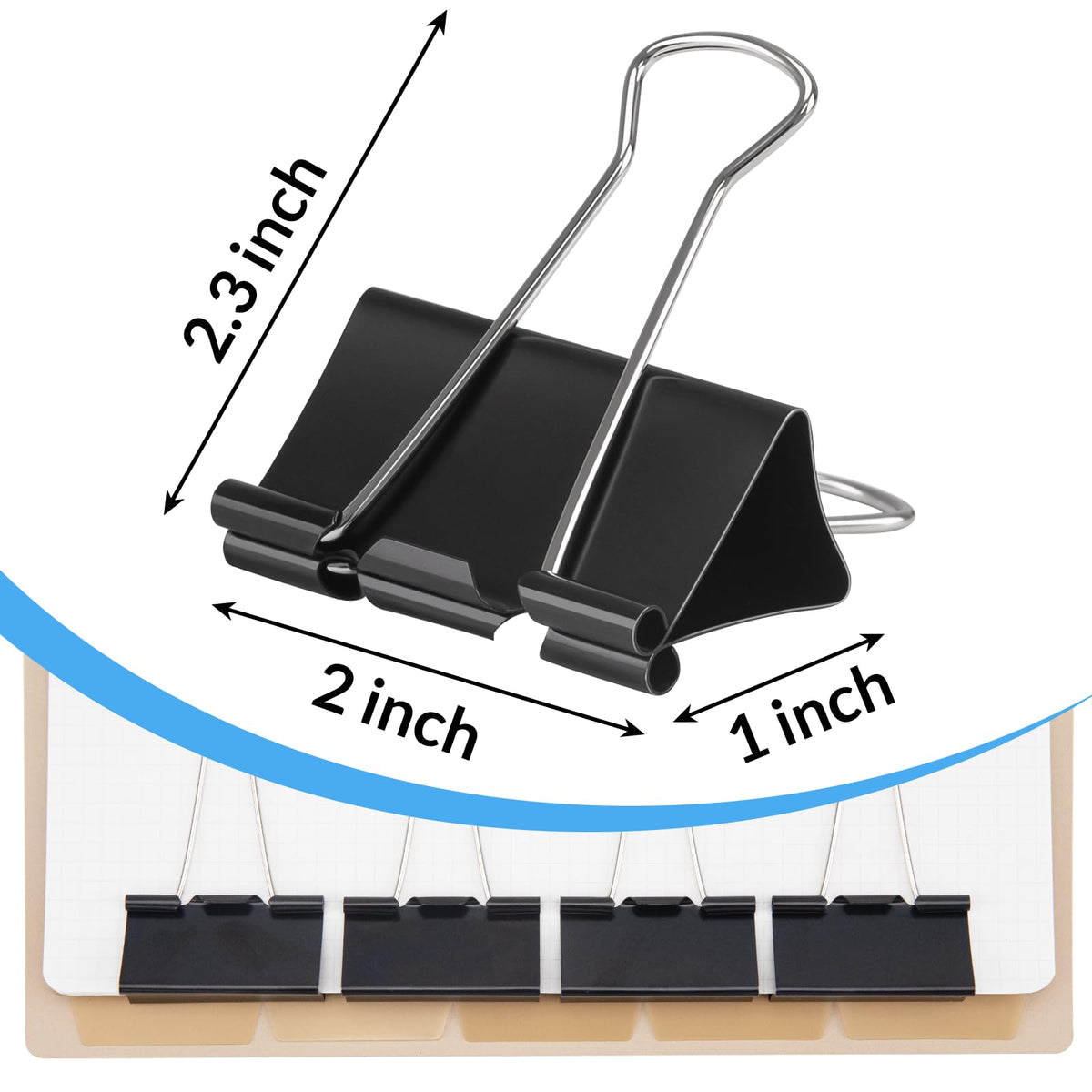 OWLKELA 24 Pack Binder Clips, 2 Inch, Black