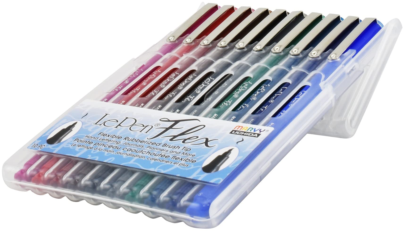 Marvy Uchida Le Flex 10 Piece Set Writing Pen, Primary Colors,4800-10A