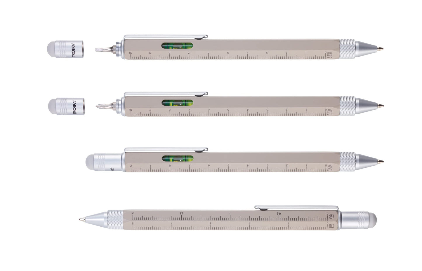 Troika Construction - PIP20/BE - Multitasking ballpoint pen in concrete look – centimetre/inch