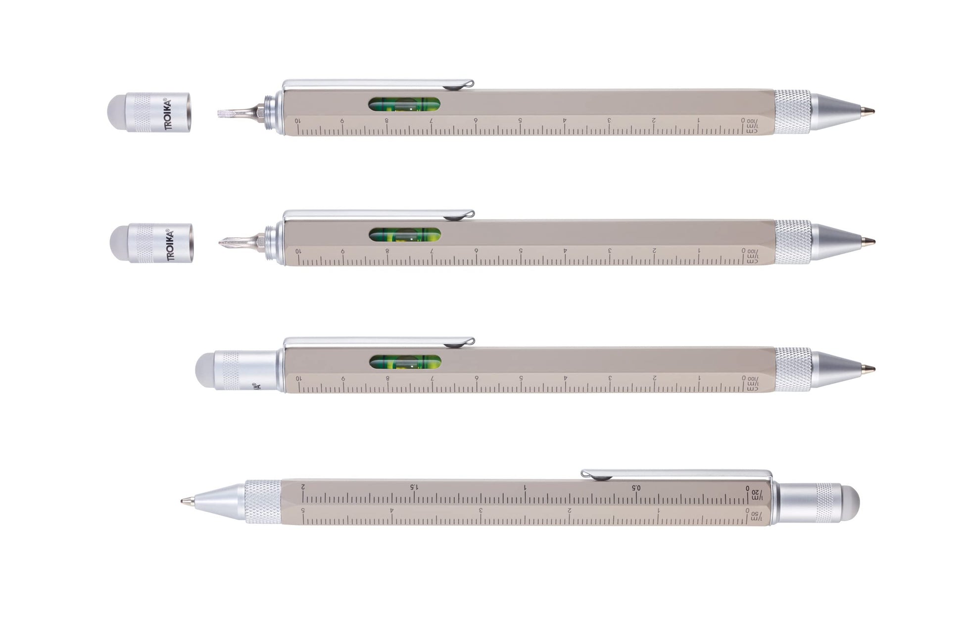 Troika Construction - PIP20/BE - Multitasking ballpoint pen in concrete look – centimetre/inch