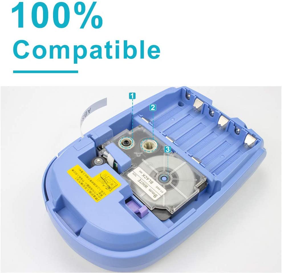 Absonic XR-9WE2S 9mm Label Tape Replace for Casio Xr-9we Label Maker Tape Use with Casio Label