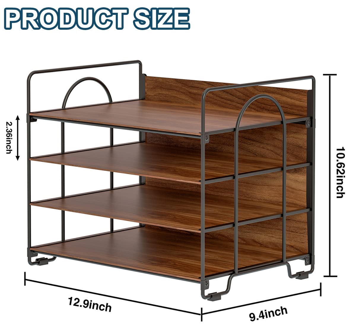 LUCYCAZ 4 Tier Paper Organizer for Desk,Wood Desk Organizer