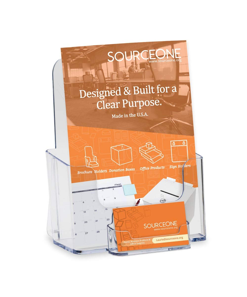SOURCE ONE Counter Top BiFold 6-Inch Wide Acrylic Brochure with Business Card Holder (2)