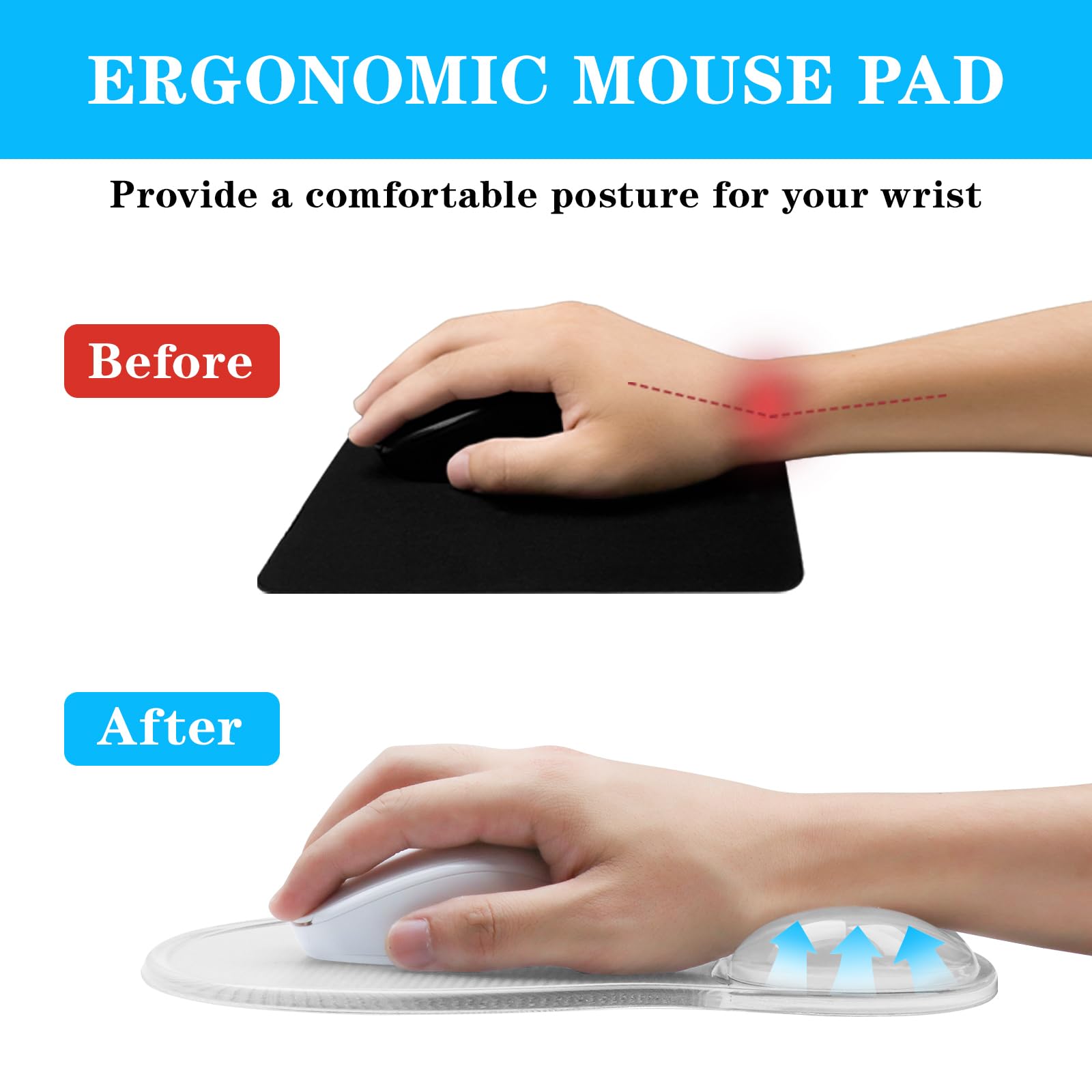 Mouse Pad with Wrist Rest,Ergonomic Mouse Pad with Comfortable Gel Wrist Rest Support and Non-Slip
