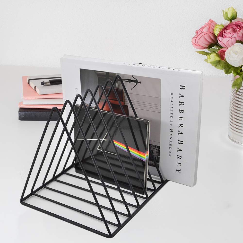EASEPRES 9 Slot Magazine Rack Book Record Holder, Desktop Iron Storage Rack Bookshelf Multifunction