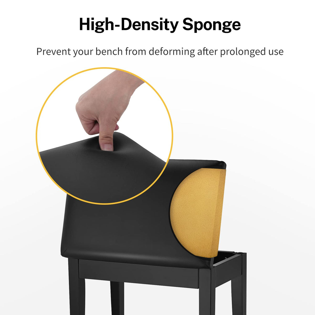 Donner Piano Bench with Storage, Solid Wood Keyboard Bench Piano Bookcase Stool Chair Seat with
