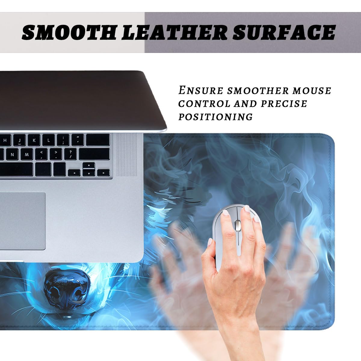Wolf Gaming Mouse Pad Misty Wolf Blue Eye Cool Animal XL Mouse Pad Large Mousepad Extended Laptop