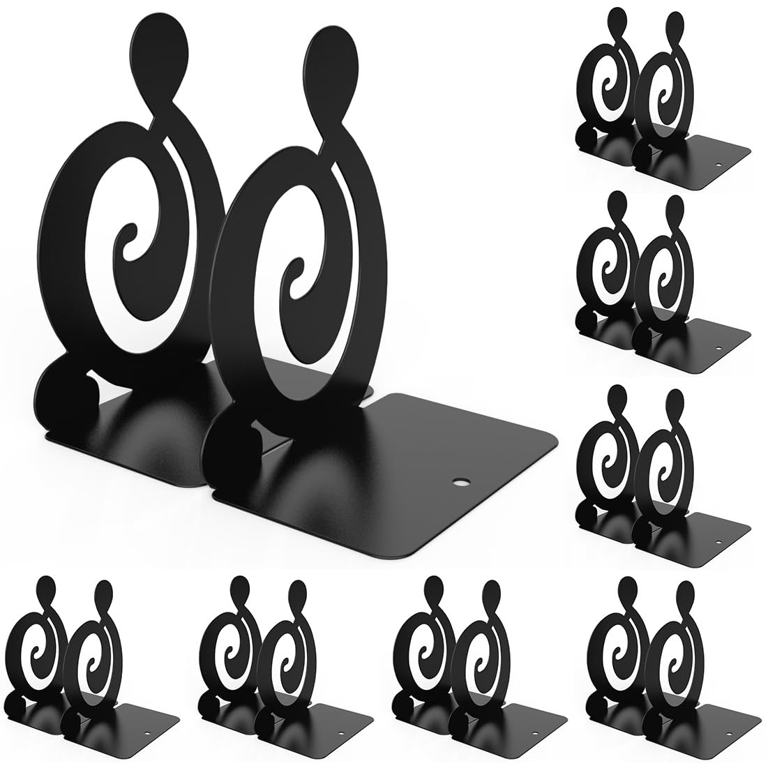 Book Ends,Black 8 Pair Metal BookEnds Heavy Duty bookend (Black 8 Pair)