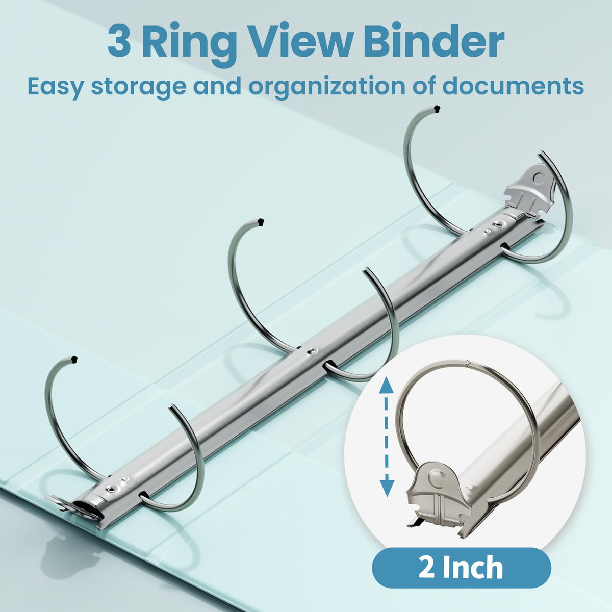 SUNEE 3 Ring Binders 2 Inch 4 Pack, Clear View Binder Three Ring PVC-Free (Fit 8.5x11 Inches) for