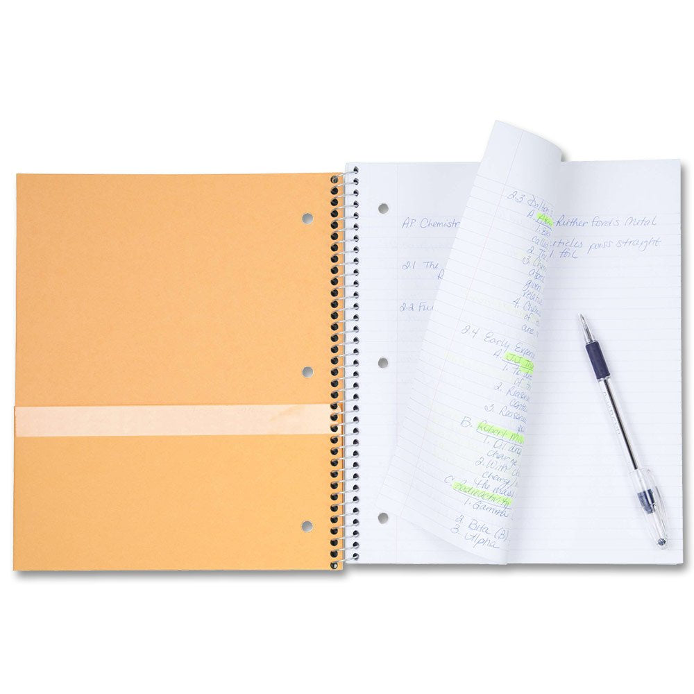 Five Star Spiral Notebook, 3 Subject, Wide Ruled Paper, 150 Sheets, 10-1/2" x 8" Sheet Size, Lime