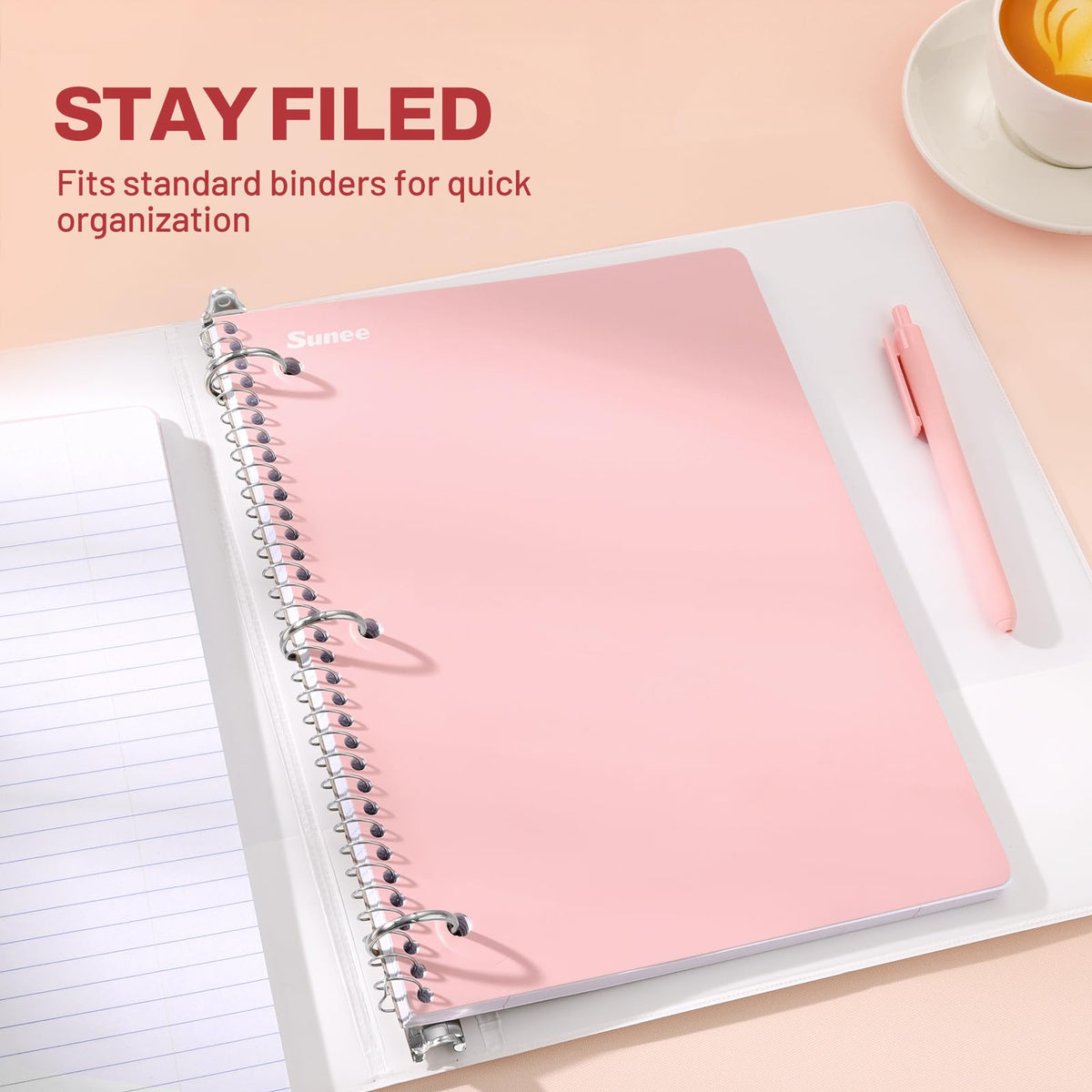 SUNEE Spiral Notebooks, 3 Pack, 1-Subject, College Ruled Paper, 8" x 10-1/2", 70 Sheets per
