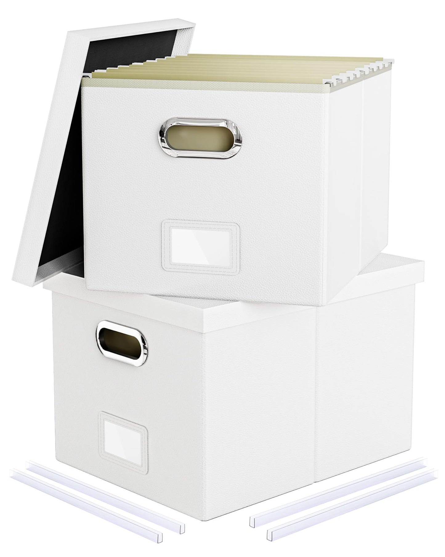 Oterri 2 Pack File Storage Organizer Box,Filing Box,Portable File Box with Lid,Fit for Letter/Legal
