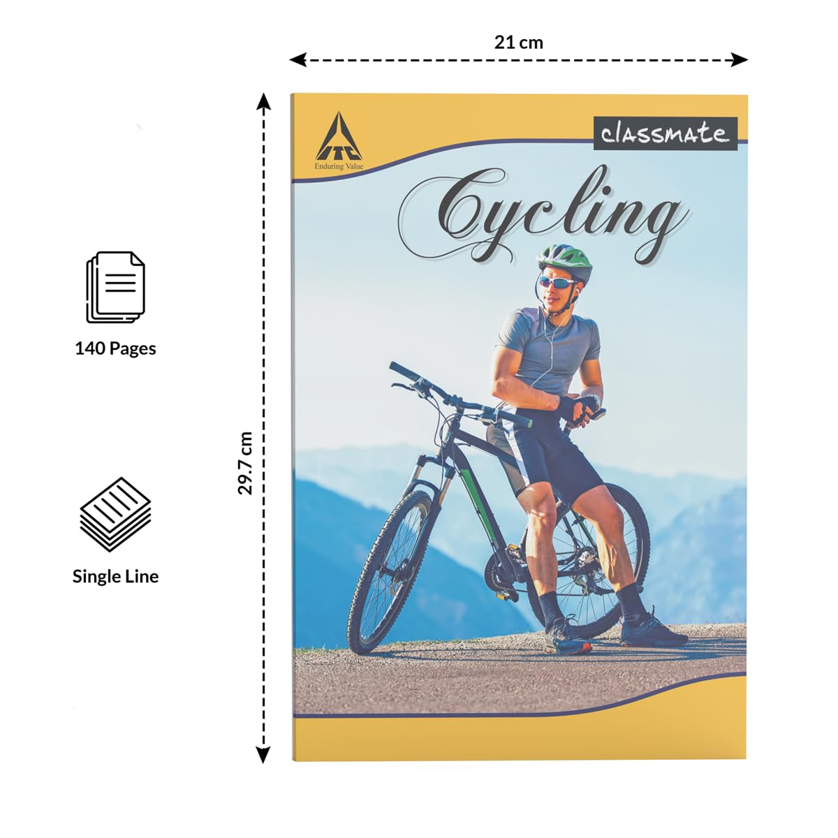 Classmate Long Book - Single Line, 140 Pages, 297 mm x 210 mm - Pack Of 3