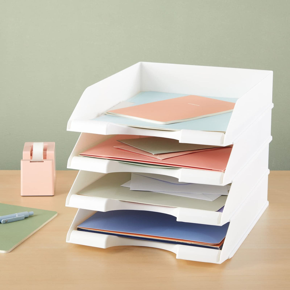 Stockroom Plus Rectangular Letter Trays - Paper Trays for Classroom - Desktop Paper Organizer &