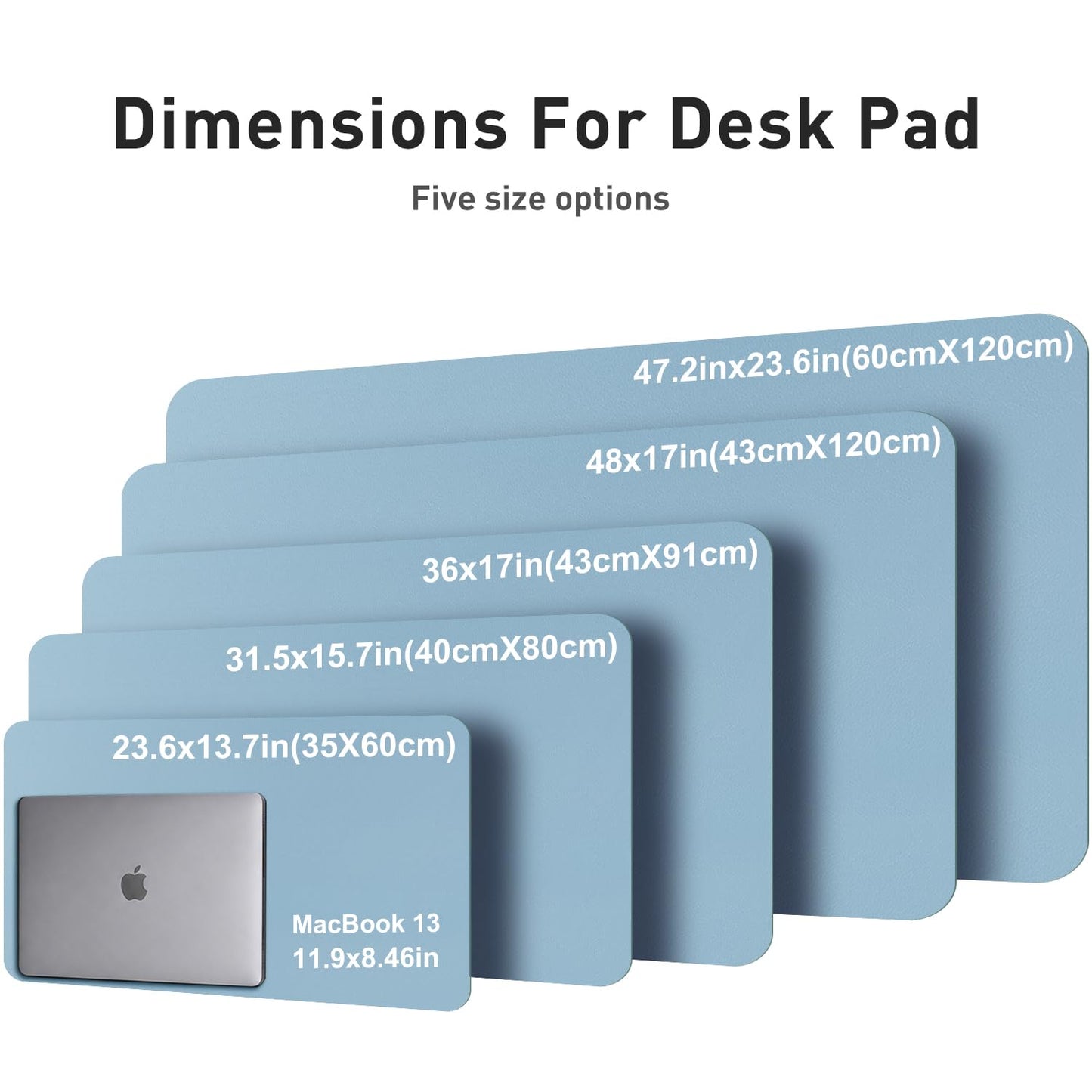 Aothia Faux Leather Desk Mat for Keyboard & Mouse (Sky Blue, 48" x 17")