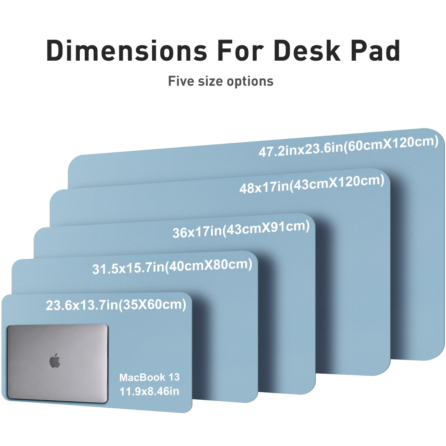 Aothia Faux Leather Desk Mat for Keyboard & Mouse (Sky Blue, 48" x 17")