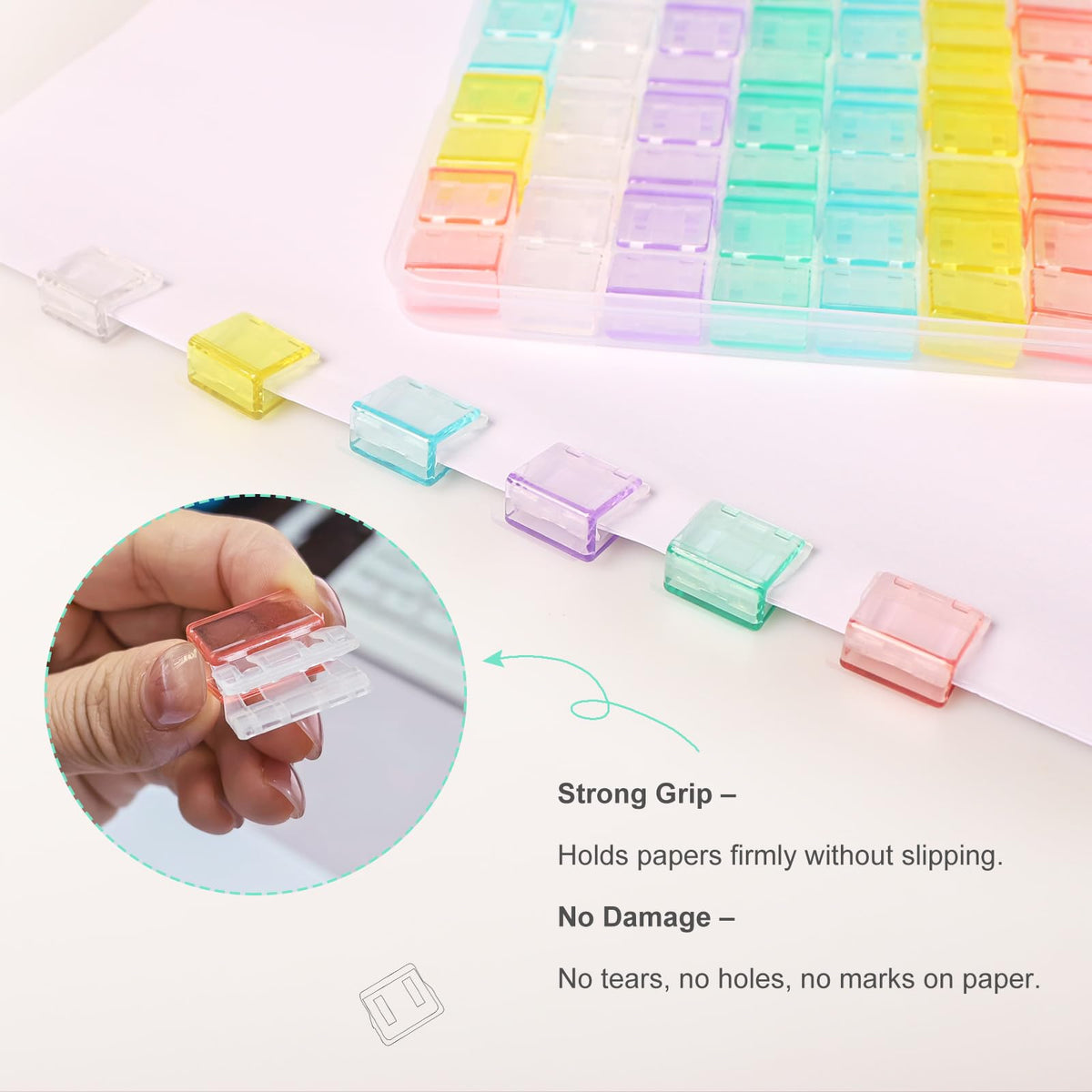 Slide Clips Binder Clips 56 Pack Reusable Push Clamps 50 Sheet Capacity Paper Clip for Office