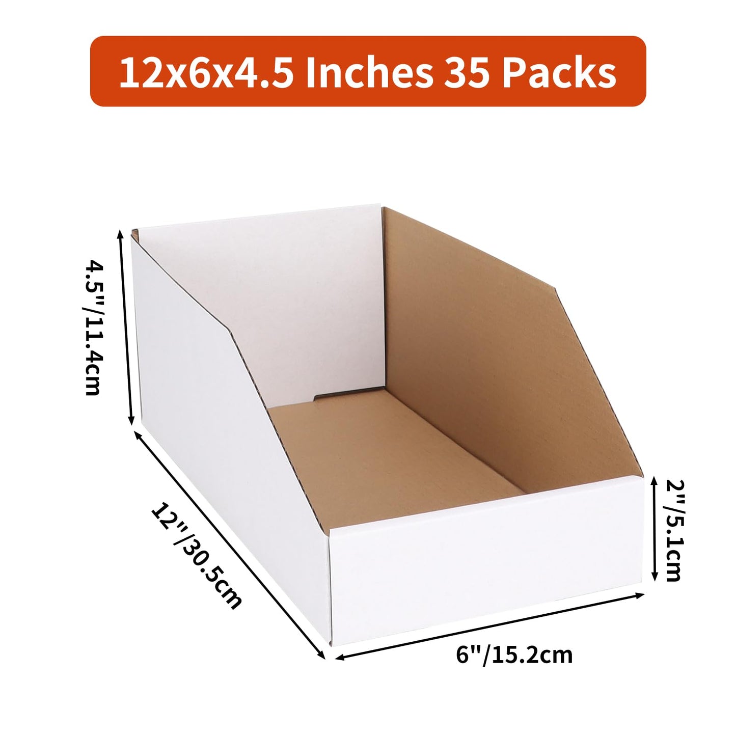 ZBEIVAN Cardboard Storage Bins Boxes 35 Packs 12x6x4.5 Inches, Easy Assembly Pantry Organizer Bins