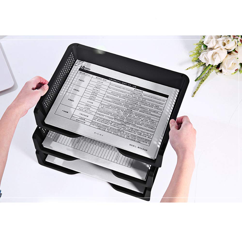 Kekow 6-Pack Plastic Stacking A4 Size Desk Organizer Tray, Black