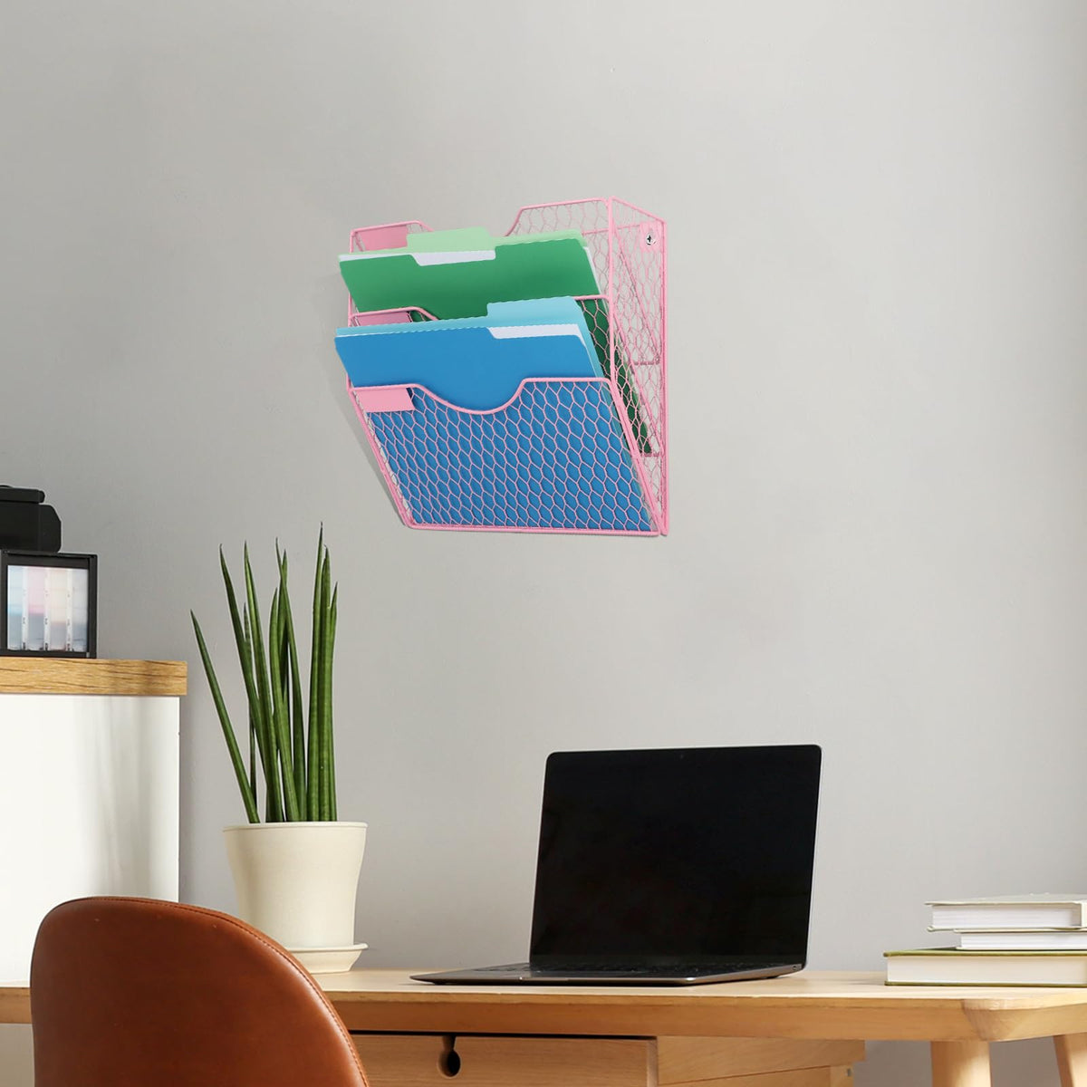 EASEPRES Mail Organizer Wall Mount Hanging File Holder Storage, Metal Chicken Wire Magazine Rack 3