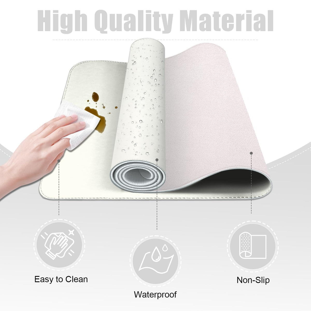 Leather Desk Pad Protector, 39.4'' X 17'' Large Mouse Pad, Office Desk Mat, Non-Slip PU Leather &