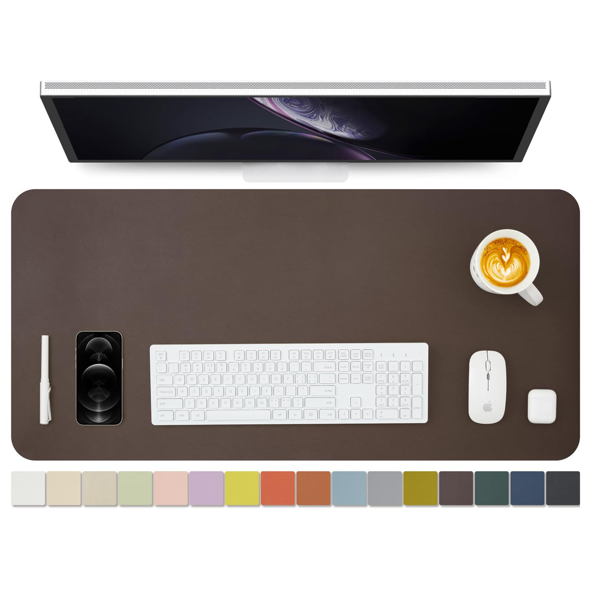 Leather Desk Mat - Non-Slip PU Desk Pad for Office and Home - Desk Organization and Accessories