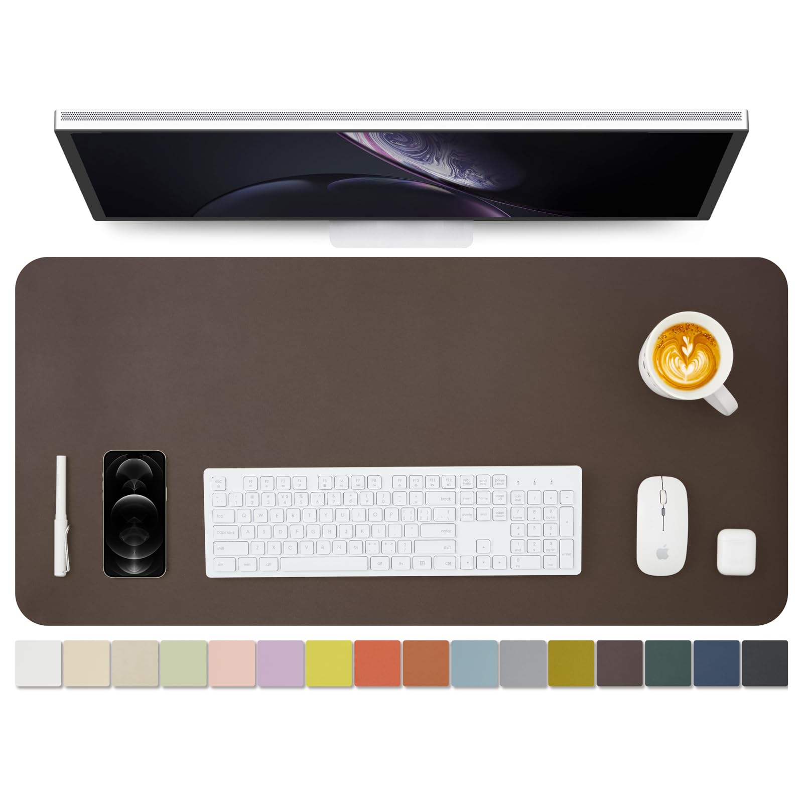 Leather Desk Mat - Non-Slip PU Desk Pad for Office and Home - Desk Organization and Accessories