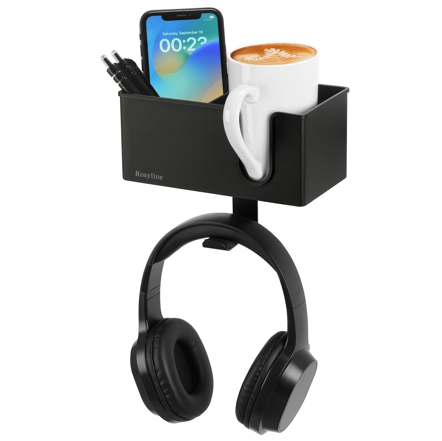Rosyline 3-in-1 Clip-on Cup Holder for Desk with Desktop Organizer