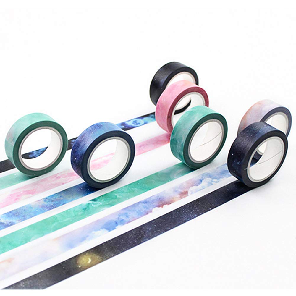 YUBBAEX Galaxy Washi Tape Set Starry Printed Extra Long Decorative Tapes for Arts, DIY Crafts