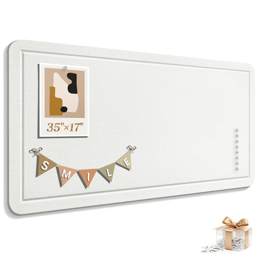 Large Bulletin Board, 35 X 17 Inches Felt Cork Board with 40 Pushpins, Foldable Felt Notice Pin