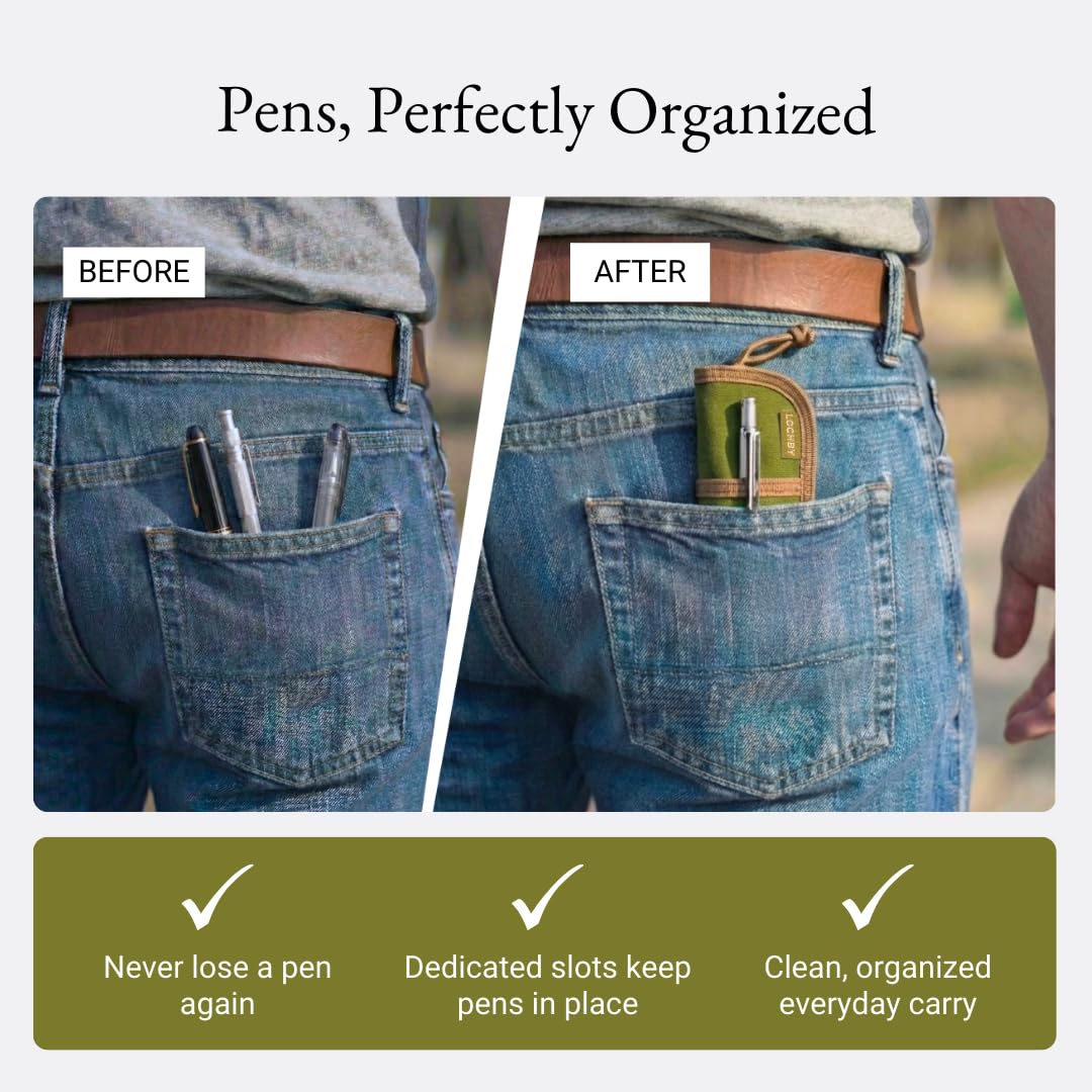 LOCHBY® Duo Pen Pouch | Slim and Elegant Pen Pouch, Durable Waxed Canvas, Lightly Padded for