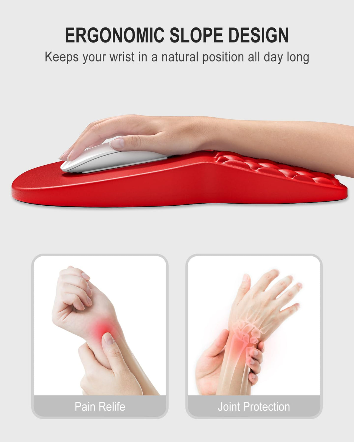 Auhoahsil Ergonomic Mouse Pad with Wrist Rest, Comfortable Slope Computer Mouse Mat with Wrist