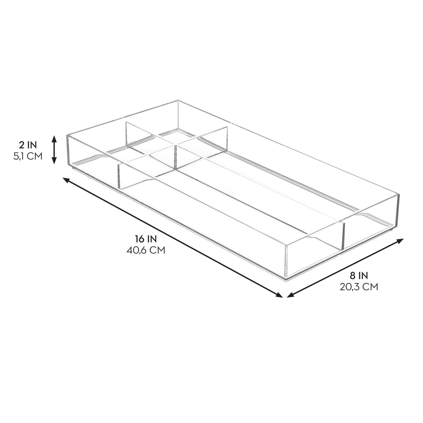 iDesign Clarity Plastic Divided Drawer Organizer, Storage Container for Vanity, Bathroom, Kitchen
