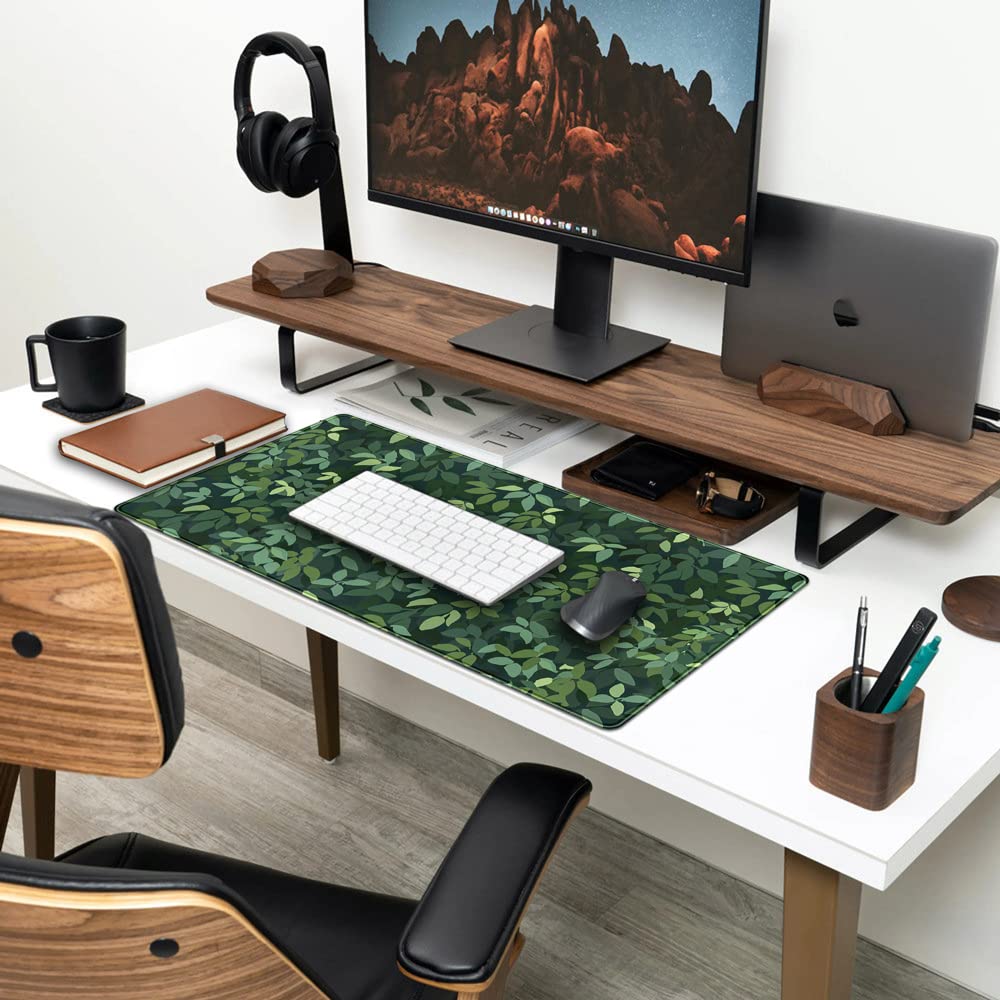 Cute Cat Desk Mat Kawaii Green Desk Pad - Large Gaming Mouse Pad Laptop Mat