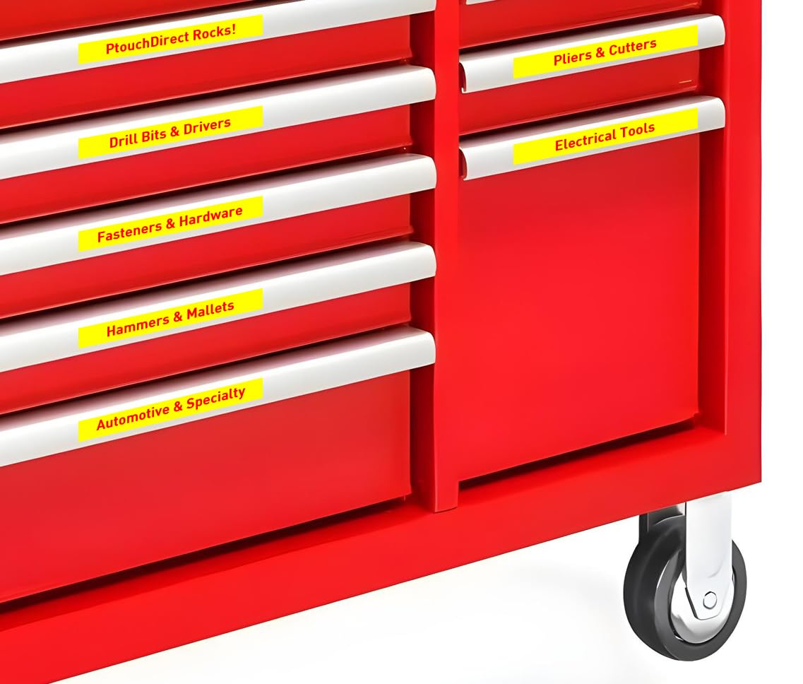 2/Pack LM Tapes - LMe632 Premium 1/2" Red Print on Yellow Label Compatible with P-Touch TZe632 Tape