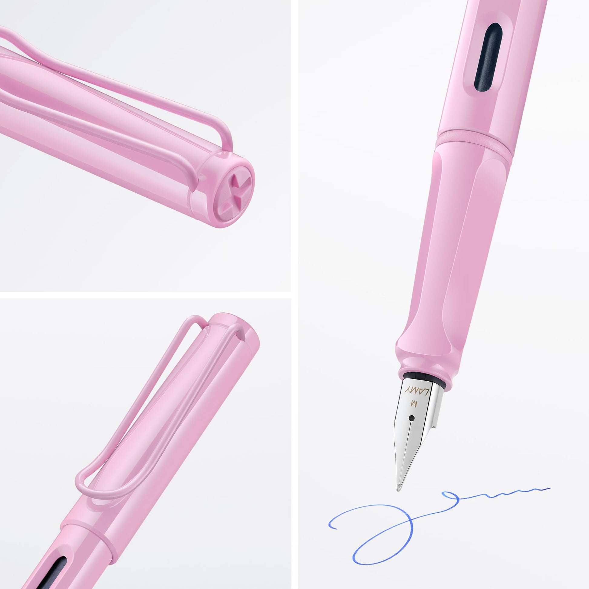 LAMY safari lightrose - Fountain Pen with ergonomic grip & polished steel nib in size M - ideal for