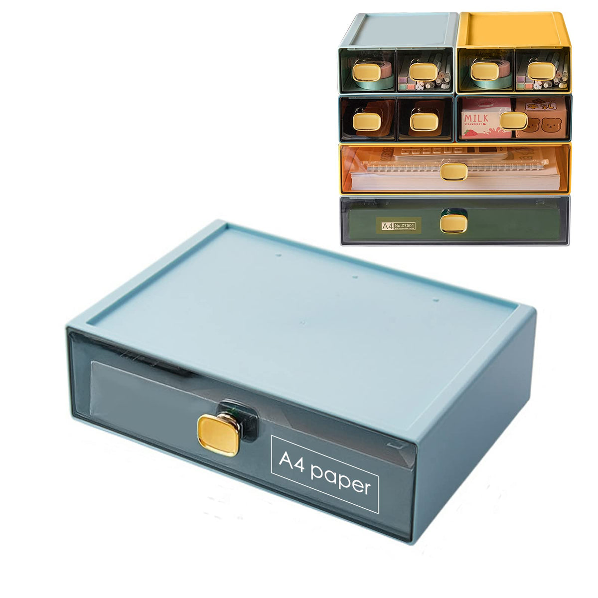 DETEIN Stackable Desk Organizer Drawer 13"Wx9"Lx3.3"H Large Desktop Storage Drawers for Printer