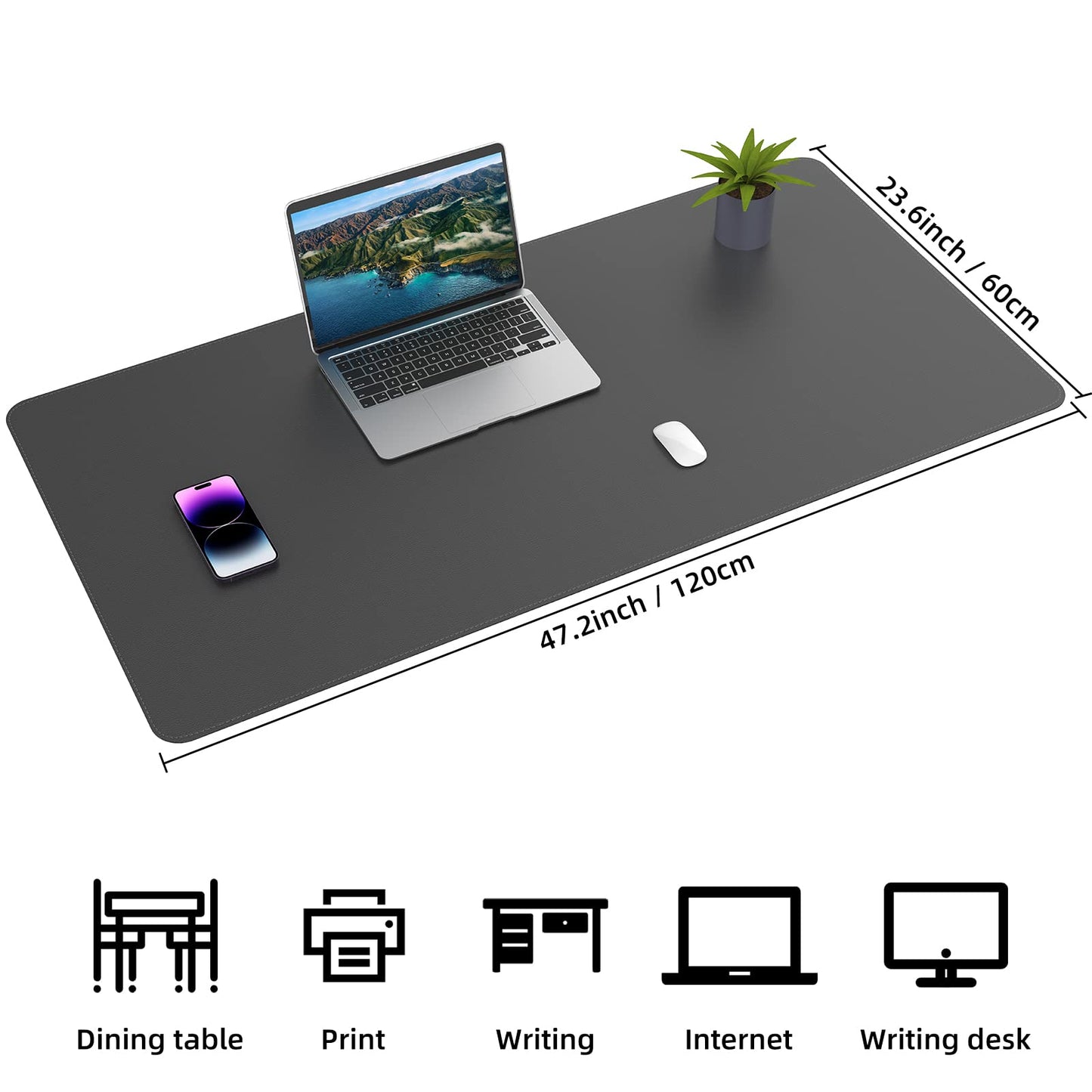 AFIING Large Desk Mat, 47" x 23.6", Black