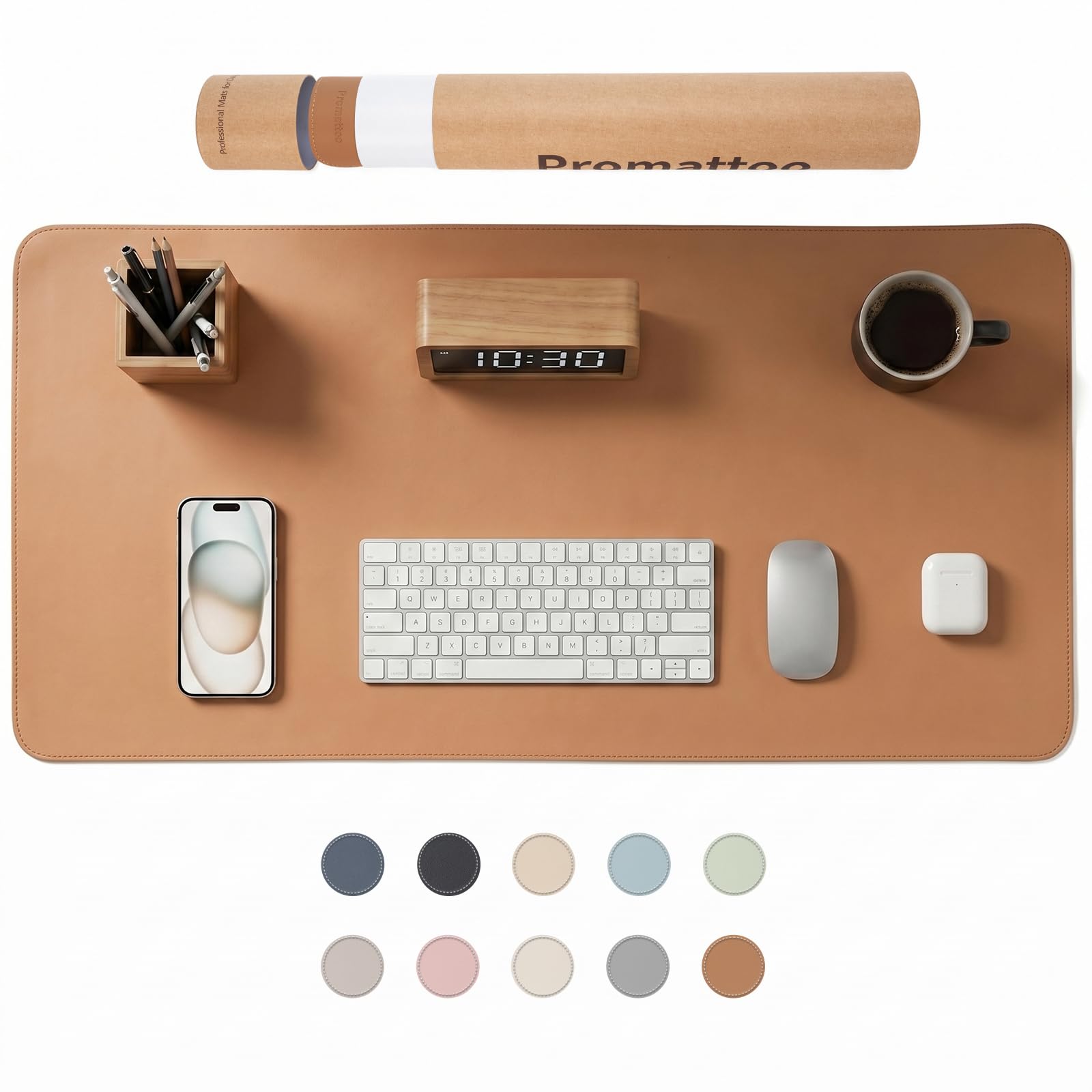 PROMATTOO Large Desk Pad Non-Slip Desk Mat Protector for Keyboard Mouse Waterproof Vegan Leather